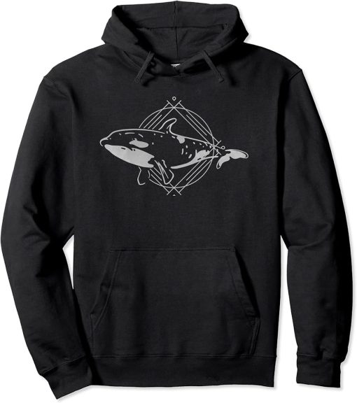 Orca Killer Whale Vintage Art Portrait Graphic Pullover Hoodie